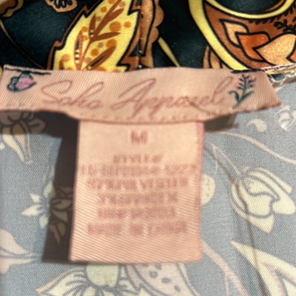 Women’s Robe Short Open Front With Tie Size Medium Kimono Green.& Yellow - Picture 5 of 9